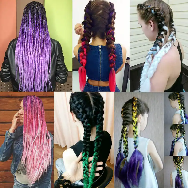 S Noilite 24 One Piece Synthetic Ombre Braiding Hair Crochet Braids Hairstyles Hair Extensions Silver Gray Black