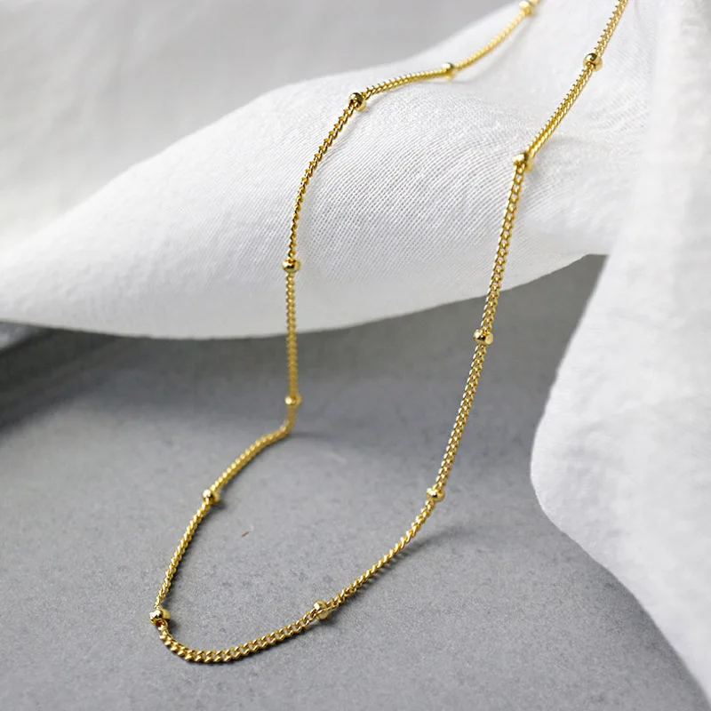 S925 стерлингового серебра простое колье-ошейник бусы короткая ключица ожерелье цепь