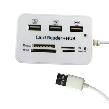 

TF/SD/MS/M2 Reader PC Card Accessories All in One Adapter Computer Power New Micro USB Hub 2.0 Combo 3 Ports Spliter