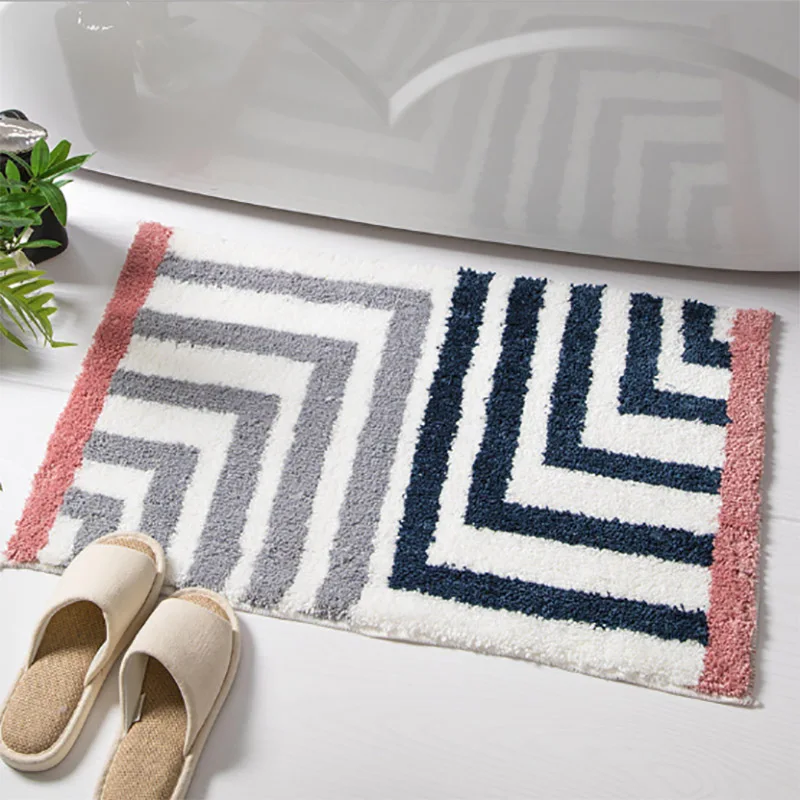 

Super Soft Shaggy Microfiber Flush Bathroom Rug Mat Absorbent Non-Slip Floor Rug Area Rugs Machine Washable Bath Mat Black White