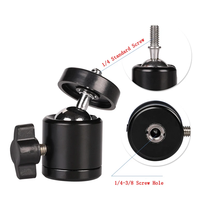 

Universal Mini Ballhead for Photo Studio Camera/Stand Tripod Ball Head with 1/4" to 3/8" Adapter
