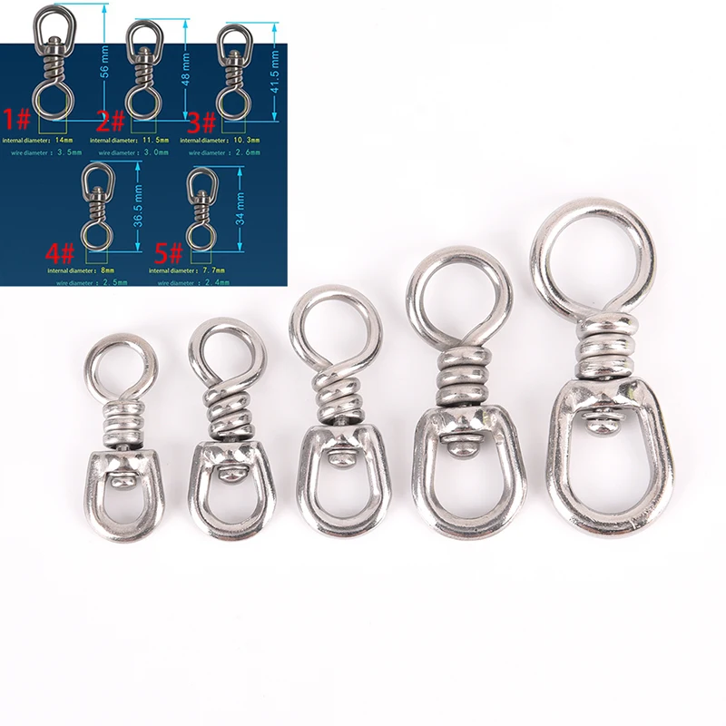 3 Pcs Stainless Steel Swivels Fishing Fish Connector Rolling Swivels