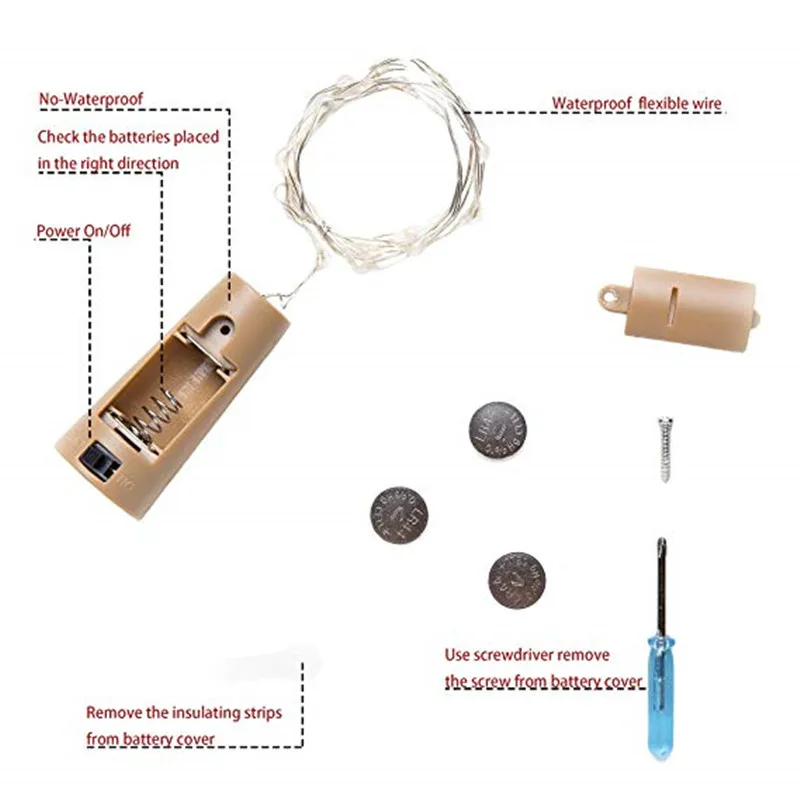 Флакон для вина, пробковый свет, гирлянда в форме пробки, серебристые сказочные огни 1 м/2 м для праздника, вечеринки, свадьбы, Рождества, Хэллоуина