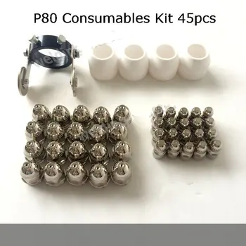 

Panasonic P80 Electrode Nozzle 1.5 Shiled Guide Wheel Spacer Kit 45pcs Air Plasma Cutting Machine Cutter Torch Comsumables