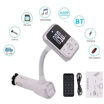 

Car FM Transmitter Bluetooth MP3 Player Hands-Free Wireless Radio Car Kit 3.5mm Audio Port TF Card Slot Charge+Remote Control
