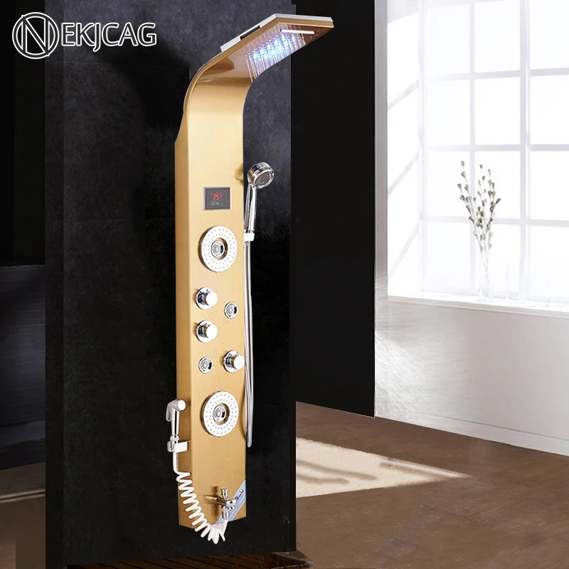 

7 Function Wall Mounted Shower Faucet Waterfall Shower Panel Waterfall Shower Column Large Nozzle Shower Panel