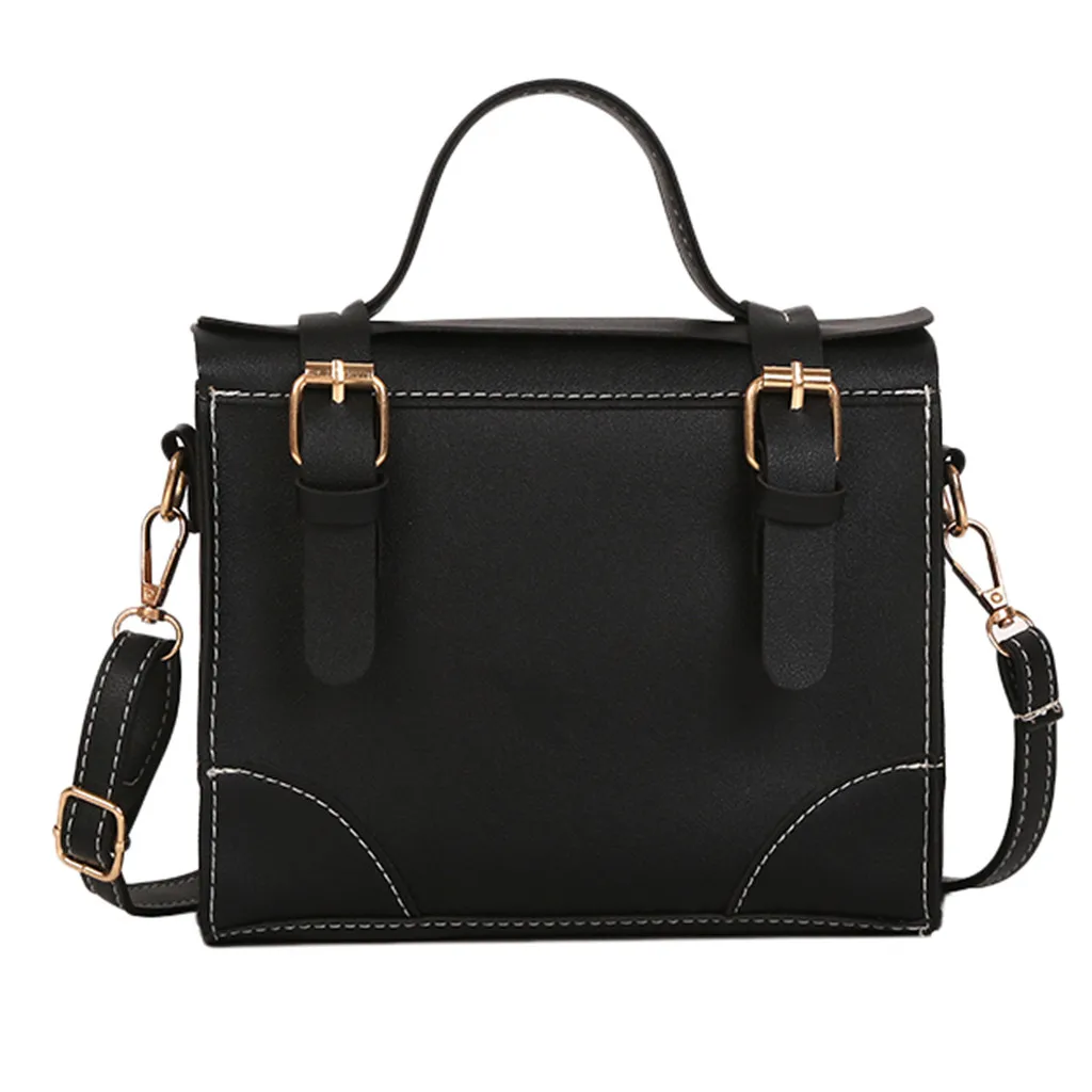 ISHOWTIENDA, модная женская кожаная одноцветная сумка на плечо, сумка-мессенджер, bolsa feminina tiracolo mujer# y3 - Цвет: Черный