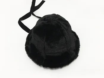 

Women autumn winter Fashion Cute Solid Color rabbit Fur Cozy Lace-up Lady Lovely Elegant Warm Soft Sweet Windproof Bucket Hat