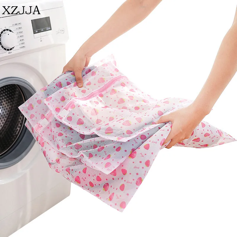 XZJJA 3 قطعة/المجموعة الأزياء الطباعة حقيبة الغسيل الملابس الداخلية الصدرية الجوارب غسل الحقيبة غسالة شبكة حقيبة سستة حامي صافي حالة