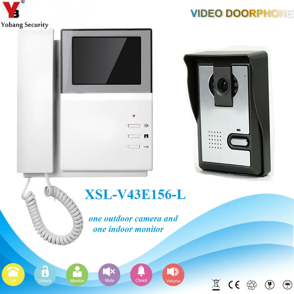 

YobangSecurity Video Intercom 4.3"inch Video Door Phone Intercom Doorbell Unlock Indoor Monitor Rainproof Night Vision Camera