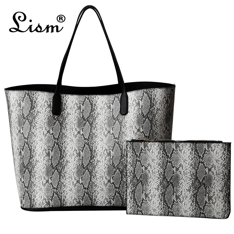 

Python Pattern PU Leather Shoulder Bags For Women 2019 High Capacity Shoulder Bag Female Handbags Lady Hand Bag Totes