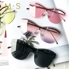 MS женские солнцезащитные очки без оправы брендовые дизайнерские солнцезащитные очки, солнцезащитные очки модные женские роскошные украшения негабаритные очки UV400