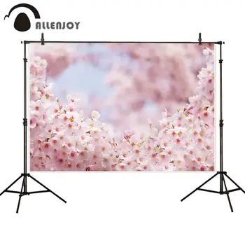 

Allenjoy photography backdrop pink flower spring bokeh sky background photocall photo studio shoot prop custom printed new