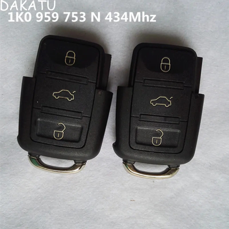 

DAKATU 3 Button remote key For VW Passat 6 new Tiguan POLO Vista 3 key remote control 433MHZ 1K0 959753 N