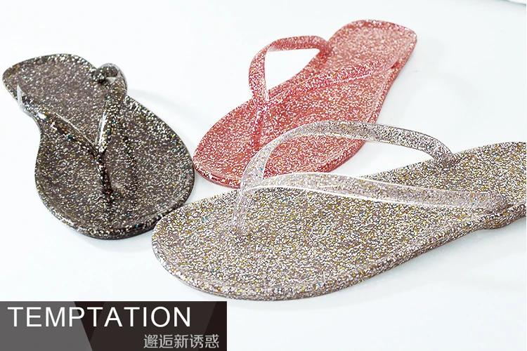pink glitter jelly sandals