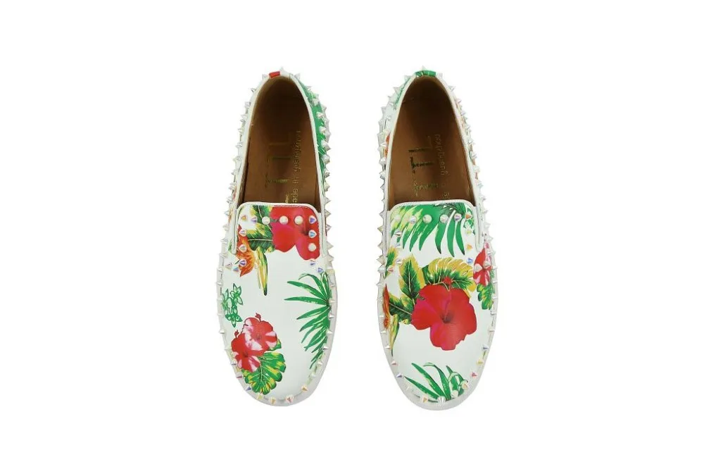 Da Sapatos Homens Casuais Impresso Flor Luxo De Confortável Dos Respirável Pérola Marca Mocassins Couro Moda Primavera zSq4S