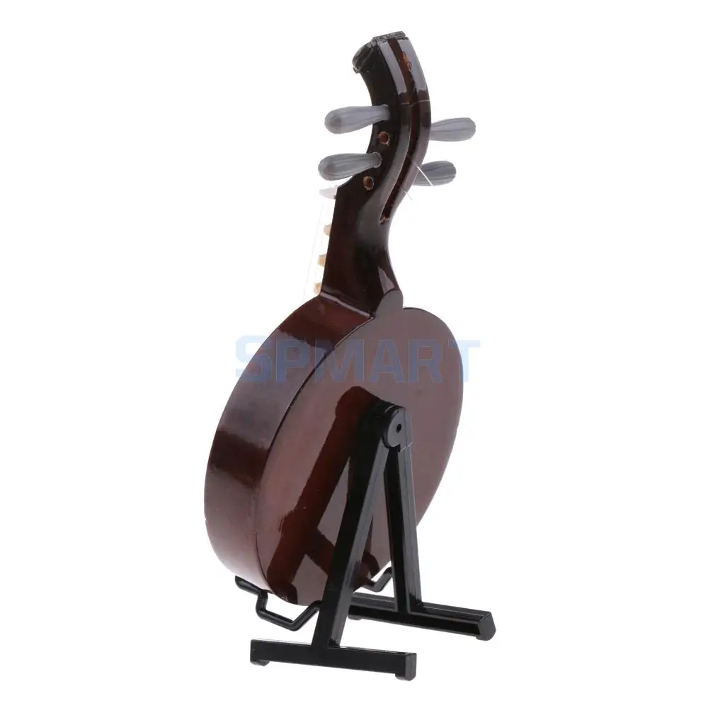 1/12 Scale Dollhouse Miniature Music Instrument Model Wood Chinese Yueqin Life Scenes Decor Dolls Accessory Model Toy