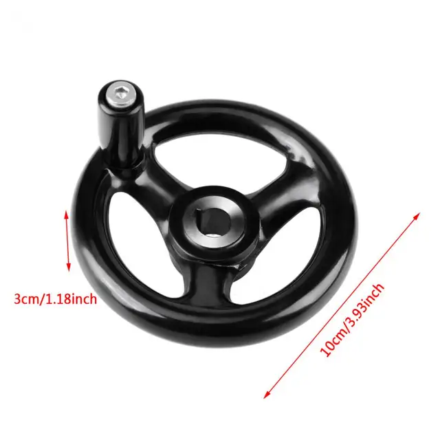 1Pcs 3 Spoke Hand Wheel 12*100mm Black Round 3 Spoke Hand Wheel for Lathe Milling Machine