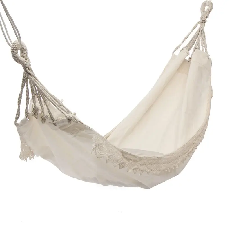 

Outdoor Camping Hammock Swing Portable Hanging Chair Pure White Romantic Lace For Travel Hiking Garden Sleeping Swing Portable