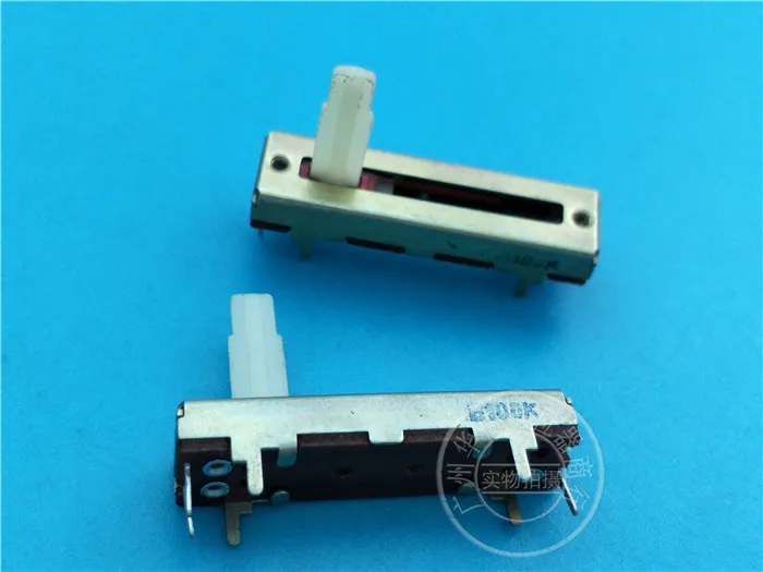

6pcs 35MM straight slide fader single potentiometer B100K / 1-channel white handle length 15MM