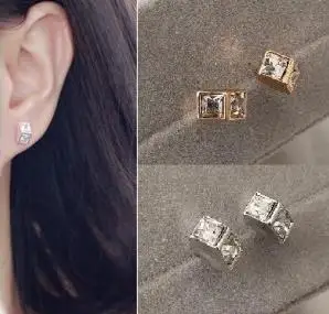 

2016 The New High-grade Alloy Rhinestone Earrings, Three-dimensional Square Polygon Simple High Quality Jewelry Earrings Women