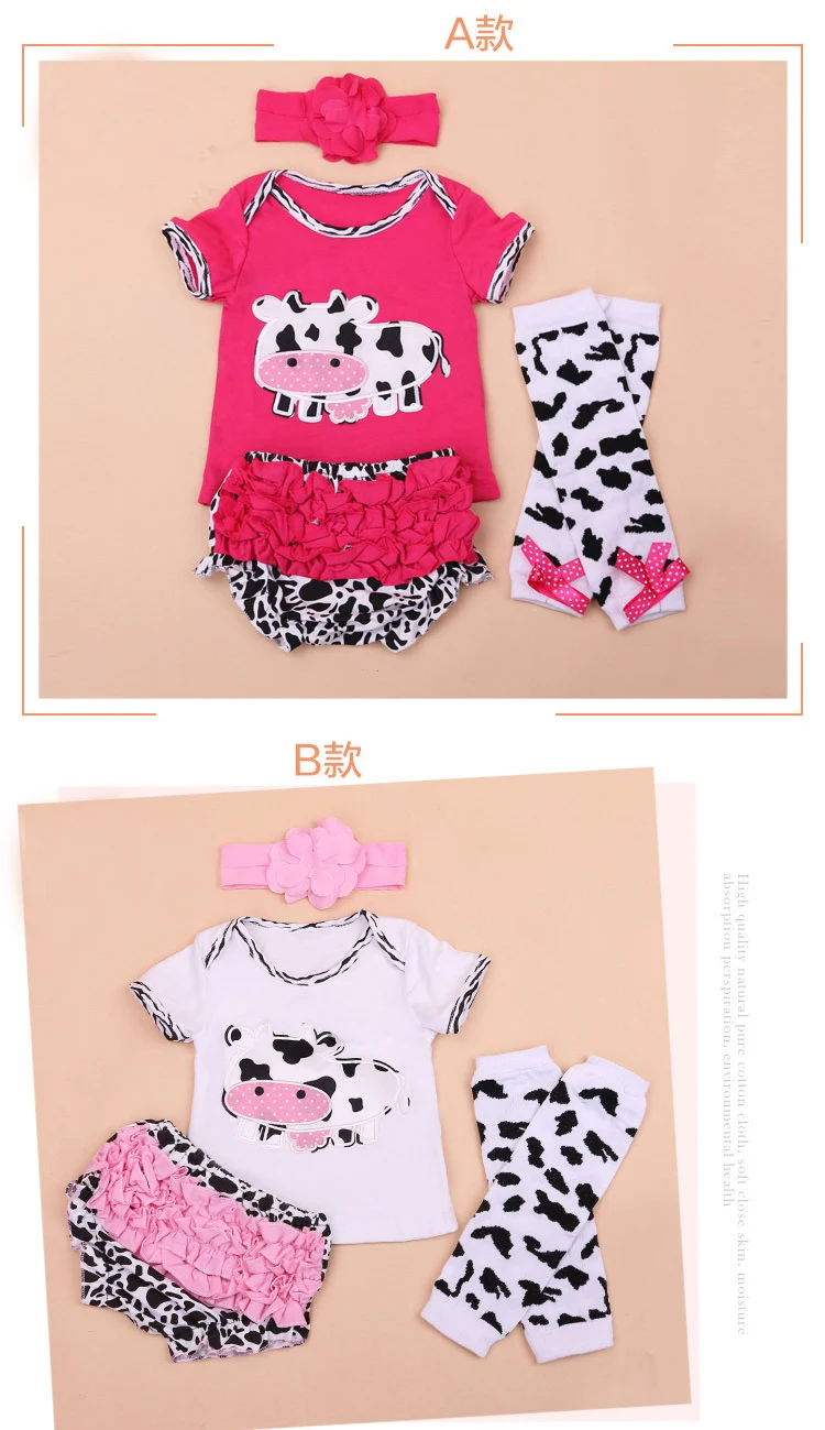 reborn babies dolls clothes adorable COW short T shirt romper PP pants fit for 50-50cm silicone | Игрушки и хобби