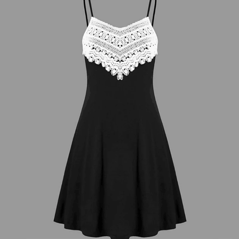 

Summer Women Backless Lace Patchwork Dress Casual Fashion A Line Solid Sundress Sexy V Neck High Waist Vestido Plus Size