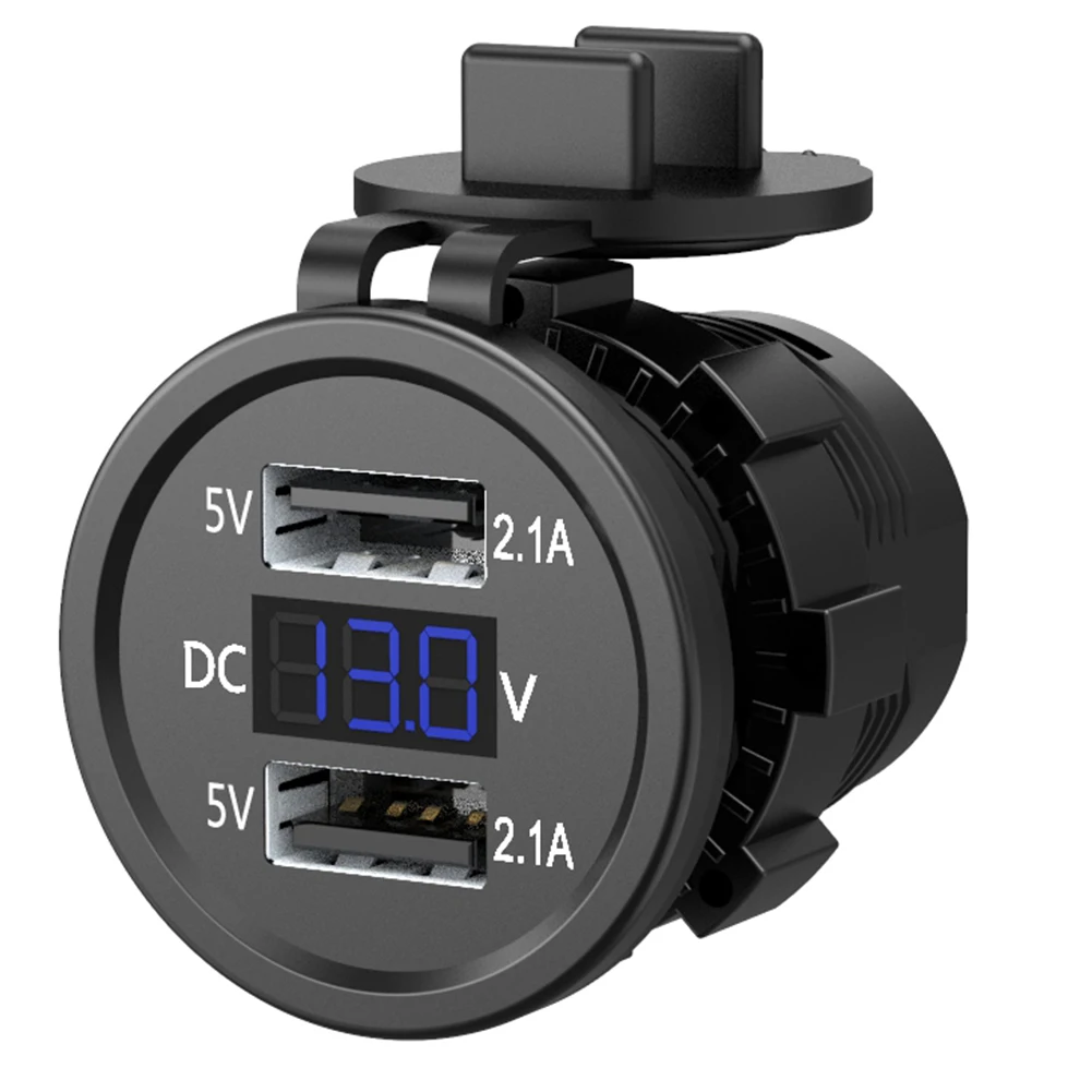 

Dual USB Durable Voltage Digital Display Car Motorcycle Navigation Charger Socket Adapter Mobile Phone Auto Waterproof