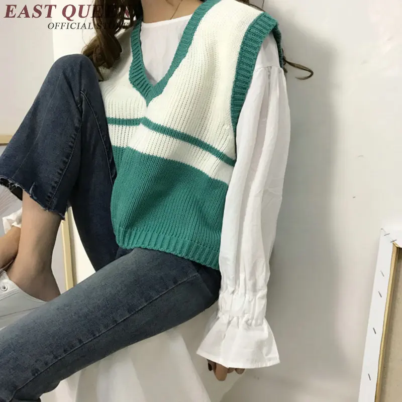 

Women vest waistcoat for teenager vest for women Sleeveless Knitted Vest Veste Femme NN0885 Y