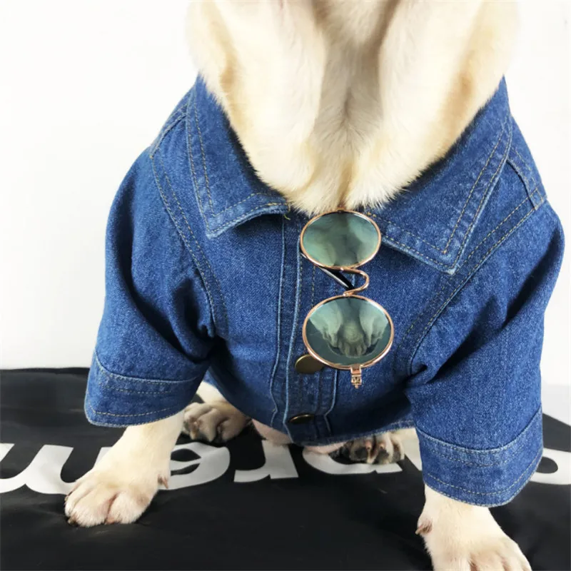 

Small Medium Dog clothes Cool Denim Jean Jacket Warm Two Feet Dog Clothes Buy one get free Fashion Sunglass