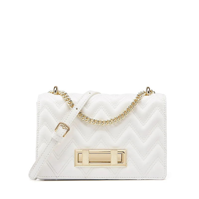 La Festin новая маленькая сумка на цепочке с ароматом Женская модная сумка на плечо классическая форма с узором в елочку - Цвет: Белый