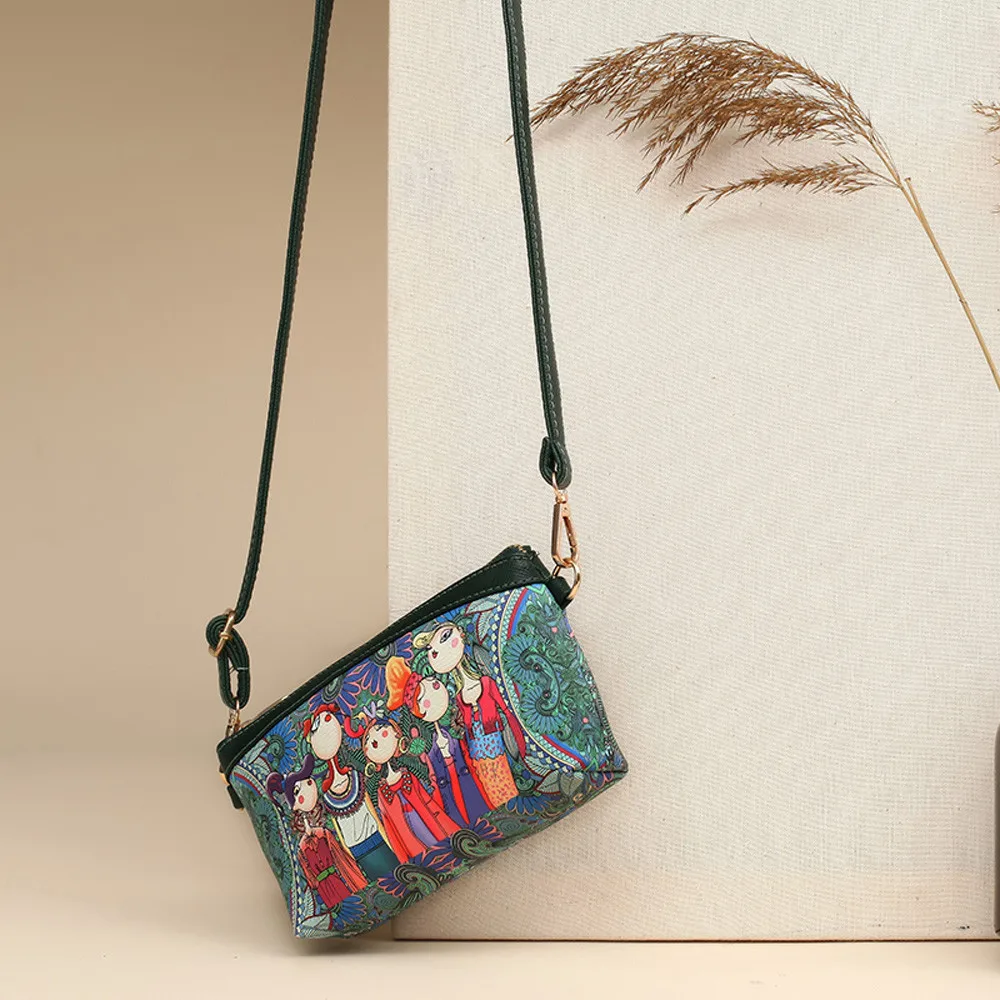 

Women Girl Fashion Forest Girls Pattern Printing Single Shoulder Crossbody Messenger Bag Rectangle Vintage Mini Handbag 10jul 25