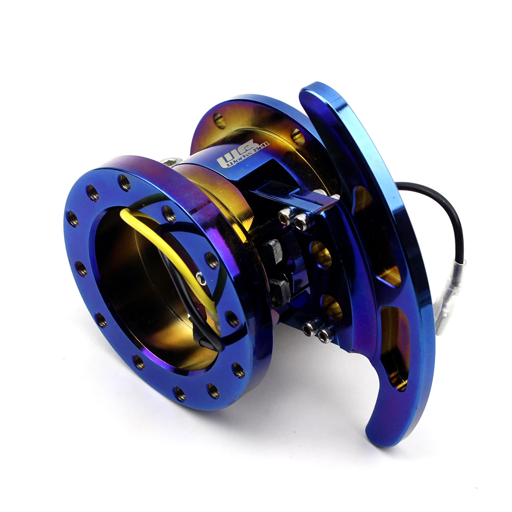 Universal de aluminio de carreras de coches quemados titanio azul Neo Chrome Cubo de volante de liberación rápida Universal de aluminio de carreras de coches quemados titanio azul Neo Chrome Cubo de volante de liberación rápida