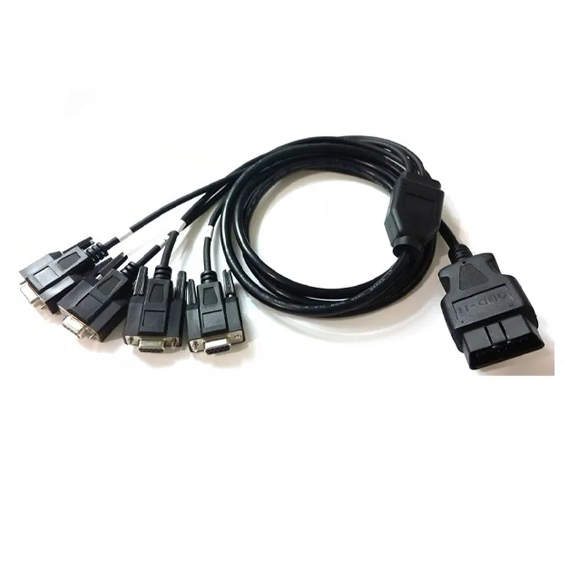 

OBD2 16 Pin Cable Wiring Cord 1 Male To 4 DB9 Interface For RS232 Diagnostic Tool Serial Port RS232 Interface