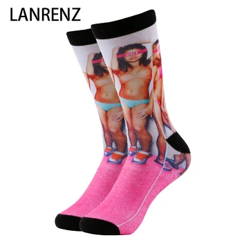 

2020 hot pink swimsuit girl print Men and women fashion Funny socks 3d printed socks 200 knitting oil painting compression sock