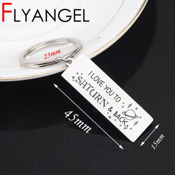 

FLYANGEL I Love You Fashion Keychain Cute Stainless Steel Car Key Tag Engraved Keyring For Girlfriend Boyfriend Jewelry Gifts