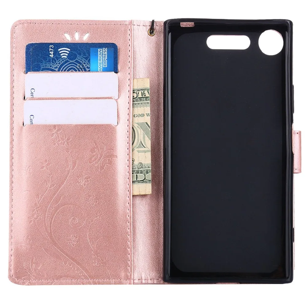 Luxury Letaher Wallet Card Slots Butterfly Patterned Case For Sony Xperia XA1 XZ1 Mini Compact Z1 Mini XZ1 Cover Capa Coque(6)