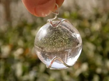 

A+++ Clear QUARTZ CRYSTAL Sphere Ball Enhancer Pendant Silver