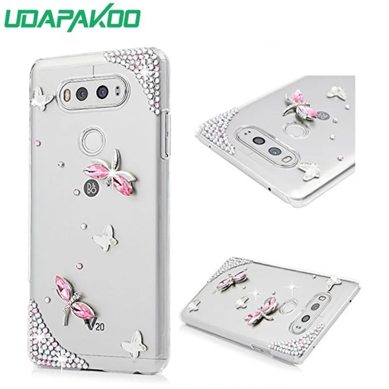 Luxury 3D Bling Rhinestone Butterfly Diamonds Case for LG V30 V20 V10 G5 G6 G8S K10 K8 2018 Q6 Q7 Stylo 4 G3 G4 Stylus 3 Plus |