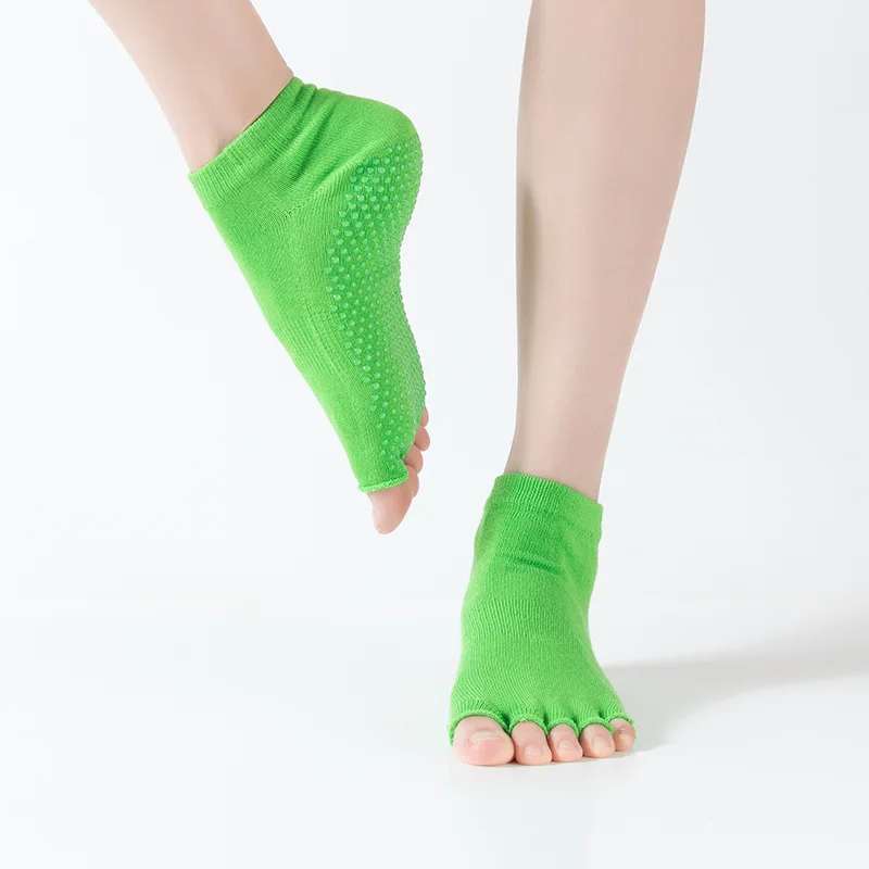 

Open Toe Socks Women Professional Non-slip Ballet Dance Five Fingers Socks Pilates Ankle Grip Durable Cotton Socks