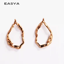 ФОТО easya irregular oval round simple design alloy hoop earring women boho retro wedding jewellery statement earring