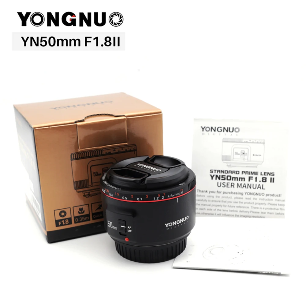 Оригинальный объектив YONGNUO YN50mm F1.8 II с большой апертурой и автофокусом для камеры
