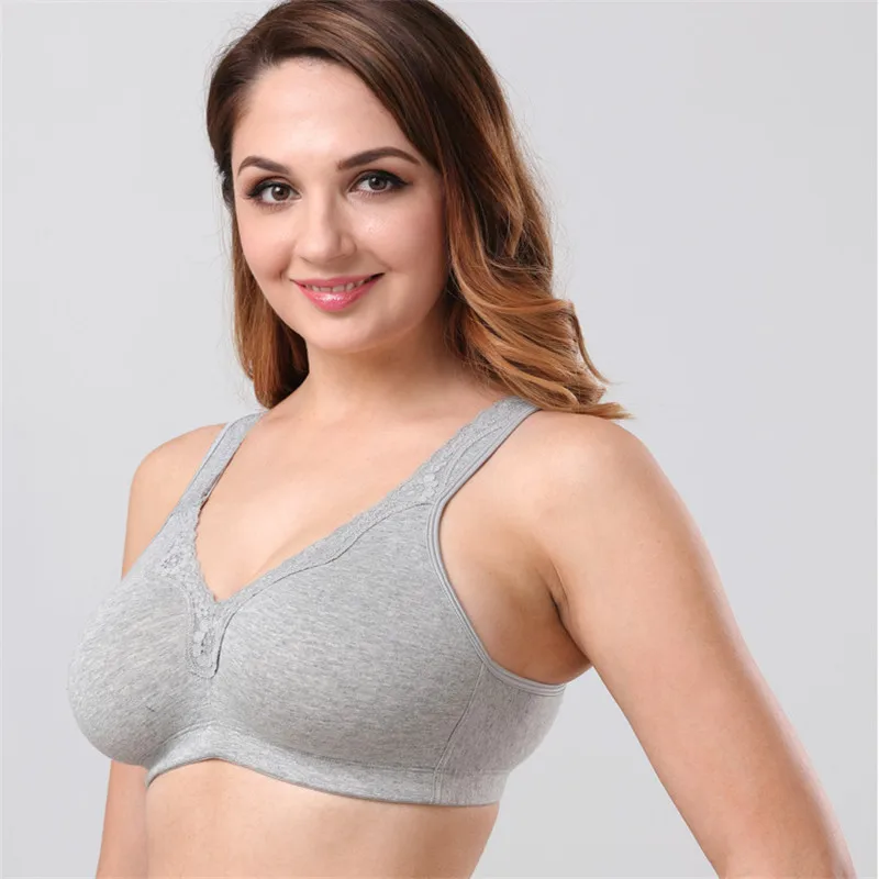 Wholesale Ladies Ultra-thin Cotton Material Bras 110C Big Size Underwear With Full Cup and No Steel Ring-7