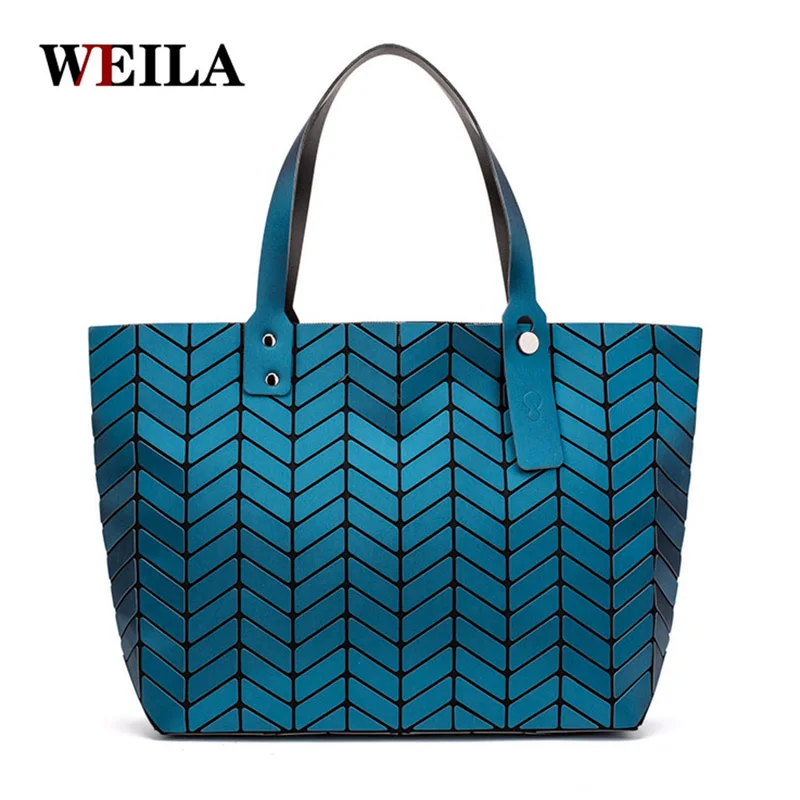 

Luminous Women Bag Ladies Geometric Sequins Laser Plain Folding Handbag Mujer Water Wave Shoulder Bags Top Handle Tote