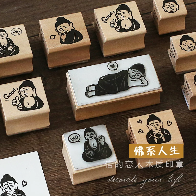 

Heart has Buddha 1Pcs\DIY Creative Fun Cute Retro Wood Stamp seal Diary Calendar Scrapbook Student Stationery Office Supplies