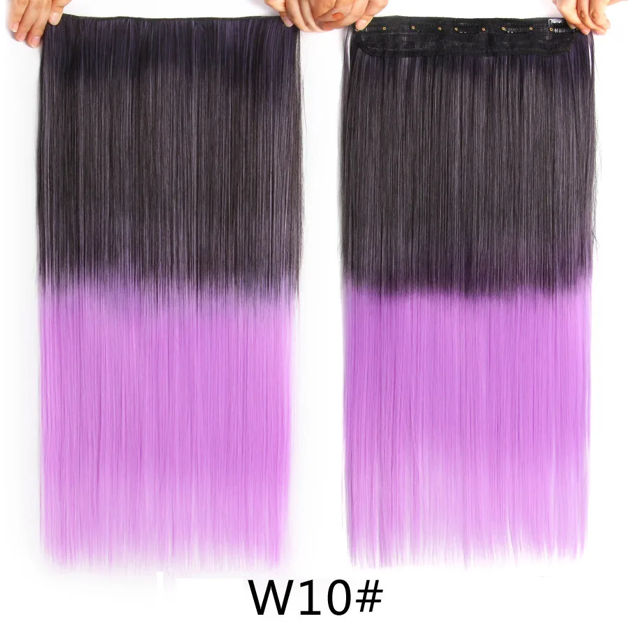 Leeons 5 зажимов для наращивания волос, термостойкие синтетические шиньоны для женщин, прямые накладные волосы на клипсах, Длинные накладные волосы, Омбре - Цвет: W10