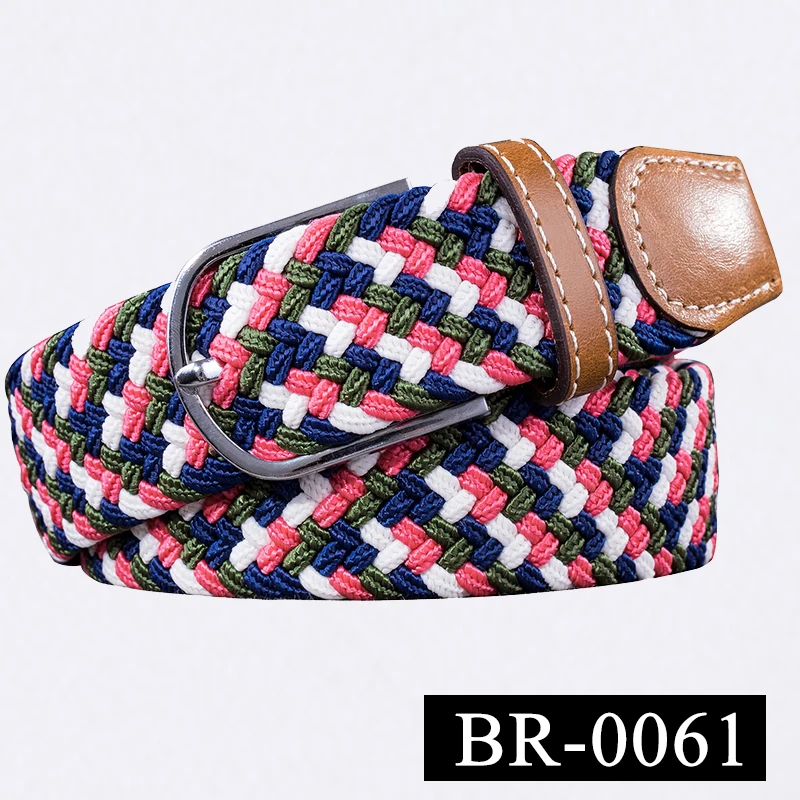 KD-0061 BR-0082 Мужской Женский Повседневный эластичный ремень для джинсов Высококачественный коричневый тканый ковбойский вязаный ремень с пряжкой 3,5 см Ширина - Цвет: KD-0061