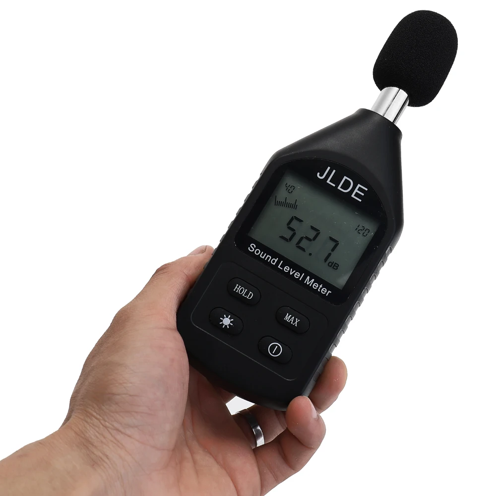 

Clear Digital Sound Level Meter 30-130 DB Sound Automotive Decibel Meter LCD Backlight Mini Noise Detector MAX/MIN Modes