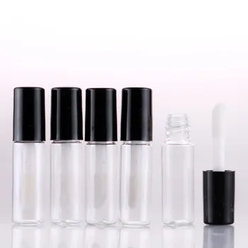 

Free Shipping 10pcs/Lot 1.2 ml High Quality Empty Clear Lip Gloss Tube black Lip Balm Bottle Container In Refillable Bottles