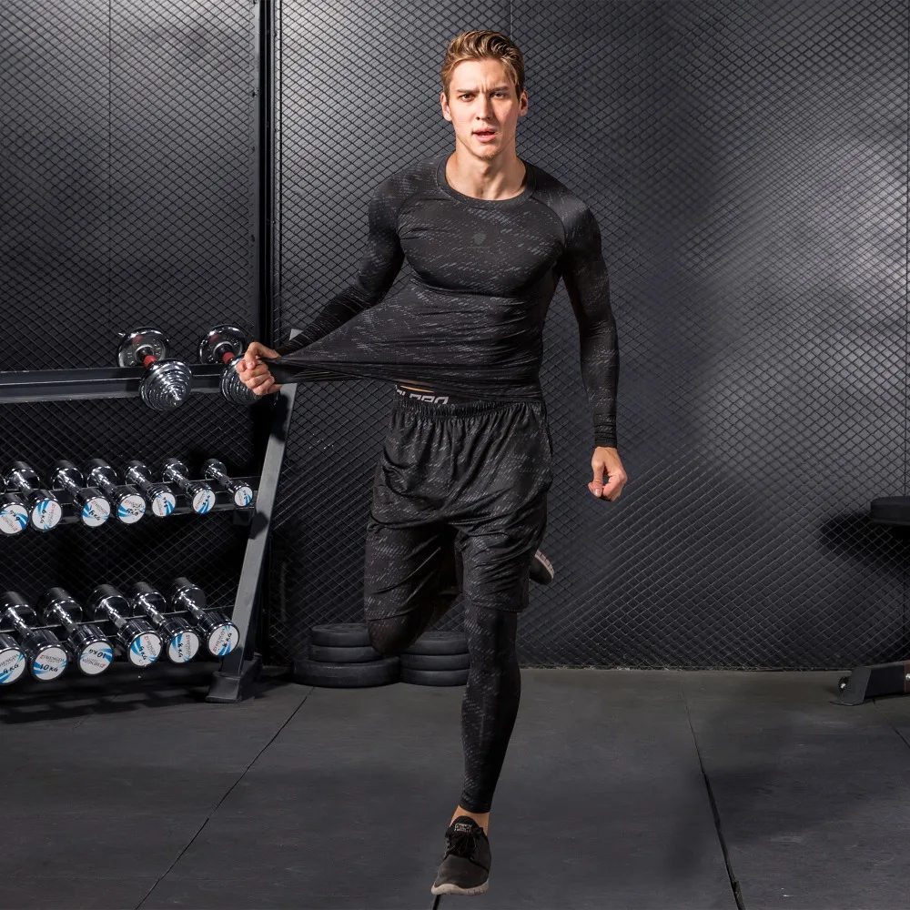 

2019 Men's Sportswear Running Set Quick Dry Sport Suits Training Basketball Sets Compression Clothing Fitness Tracksuit For Men